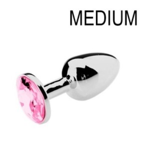 Plug Bijou Strass Rose - MEDIUM 7 x 3.4cm- Bijoux Anal en stock sur Fun et plaisirs