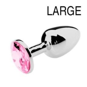 Plug Bijou Strass Rose - LARGE 8 x 4cm- Bijoux Anal en stock sur Fun et plaisirs