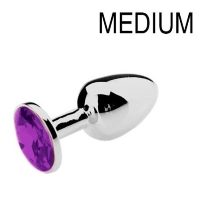 Plug Bijou Strass Violet - MEDIUM 7 x 3.4cm- Bijoux Anal en stock sur Fun et plaisirs