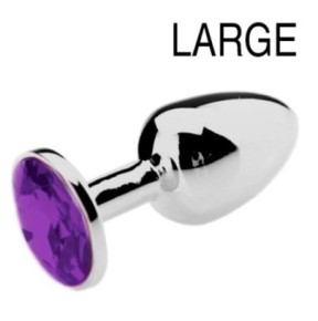 Plug Bijou Strass Violet - LARGE 8 x 4cm- Bijoux Anal en stock sur Fun et plaisirs