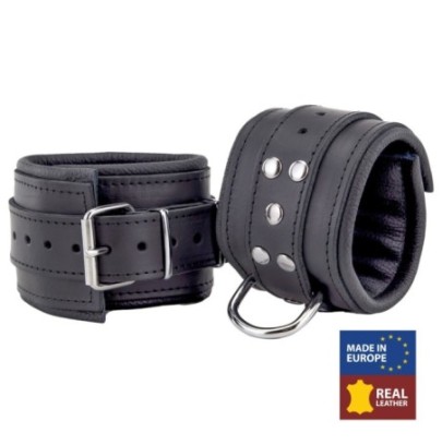 Menottes Rembourrées en cuir pour chevilles Noir- Menottes en stock sur Fun et plaisirs