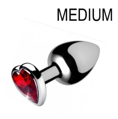 Plug bijou Heart Gem Rouge 7 x 3.4 cm- Bijoux Anal en stock sur Fun et plaisirs