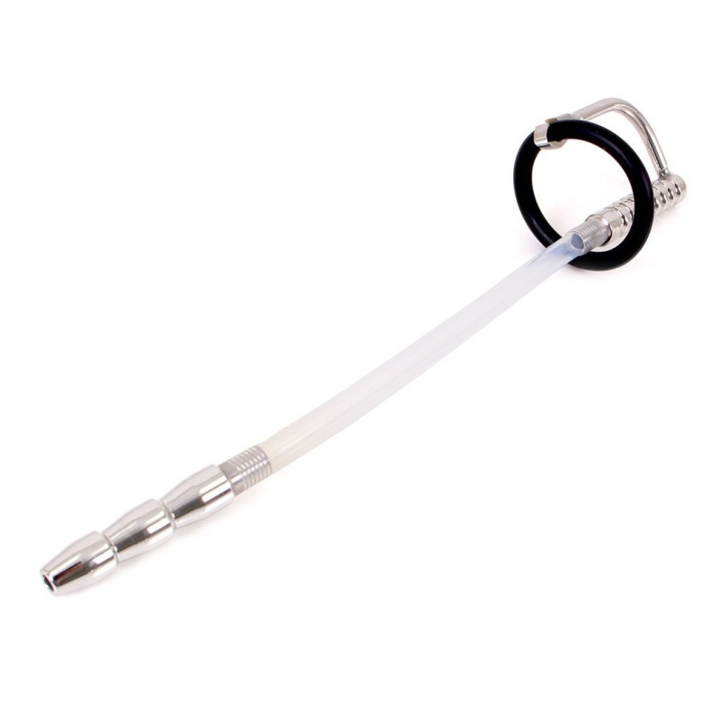 Tige d'urètre percée Catheter Ribbed 21cm - Diamètre 9mm