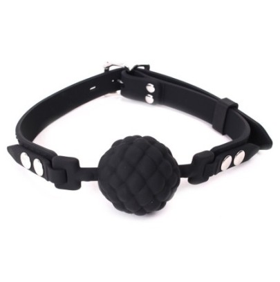 Baillon Boule PineCone Silicone Noir- Baillons BDSM en stock sur Fun et plaisirs