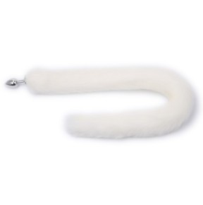 Plug avec queue Fourrure 7 x 3.4 cm Blanc- Bijoux Anal en stock sur Fun et plaisirs