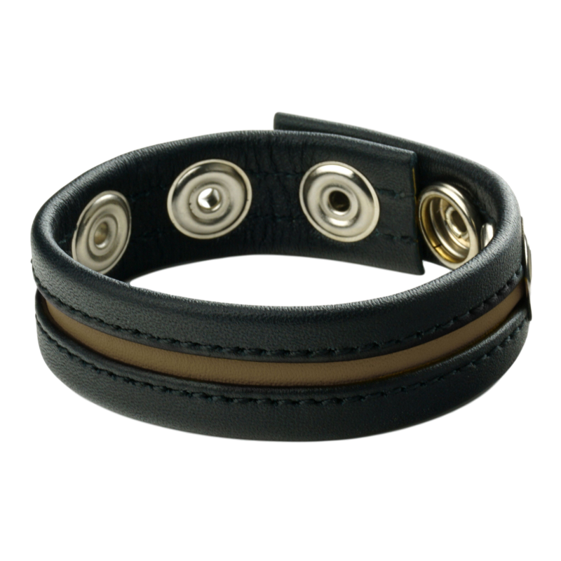 Cockring en cuir 3 pressions Noir-Army