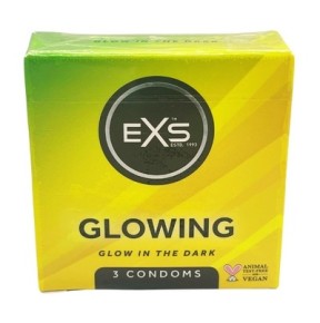 Préservatifs phosphorescents Glowing x3- PRESERVATIF COULEUR en stock sur Fun et plaisirs