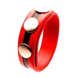 Cockring Rubber 3 snaps Rouge- Cockrings Flexibles en stock sur Fun et plaisirs