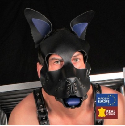 Véritable Masque en cuir PUPPY Bleu- Puppy Play