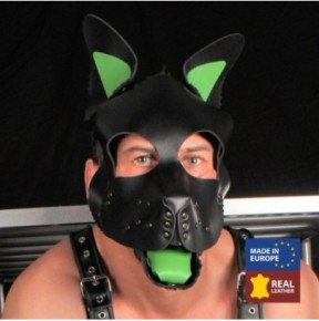 Véritable Masque en cuir PUPPY Vert- Puppy Play