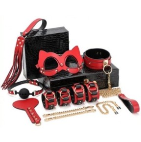 Coffret BDSM Luxury Noir-Rouge 8 Pièces- Kit SM en stock sur Fun et plaisirs