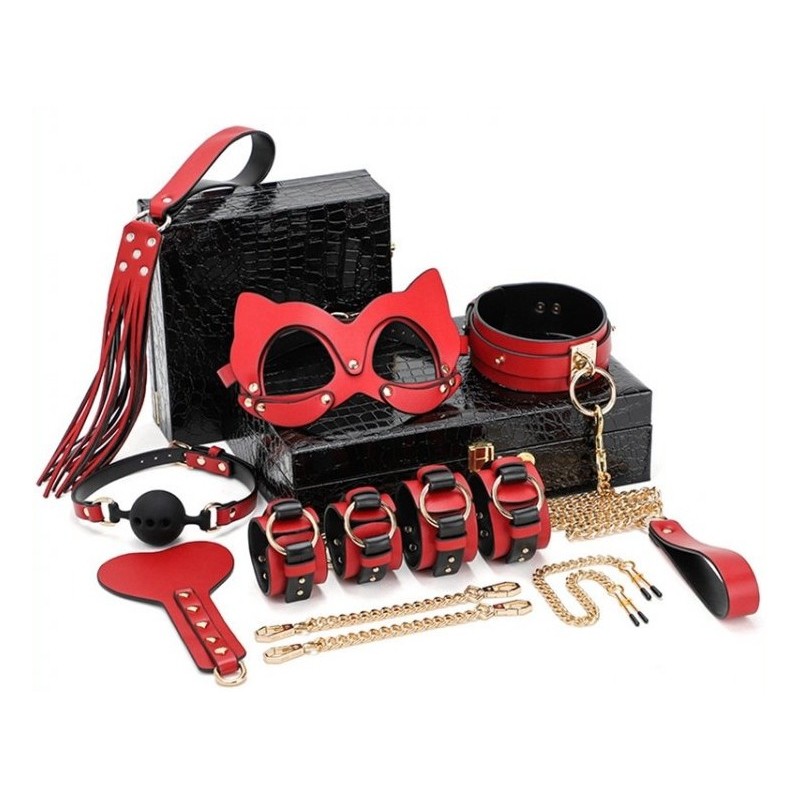 Coffret BDSM Luxury Noir-Rouge 8 Pièces