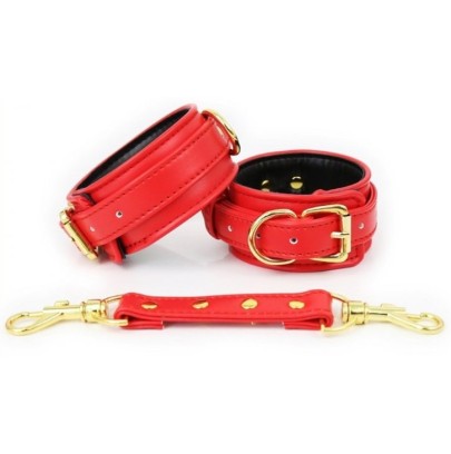 Menottes Simili Pin Lock Rouge- Menottes en stock sur Fun et plaisirs