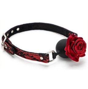 Baillon Boule avec Rose Bud Gag Rouge- Baillons BDSM en stock sur Fun et plaisirs