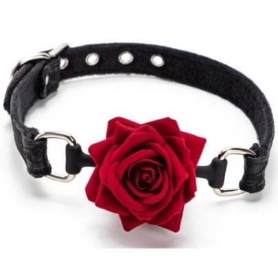 Baillon Boule avec Rose Bud Gag Noir- Baillons BDSM en stock sur Fun et plaisirs