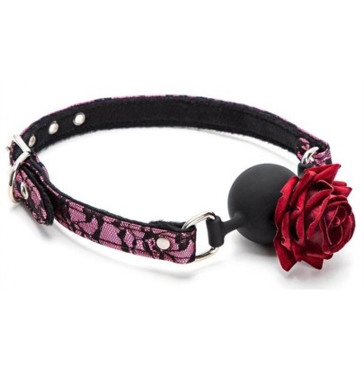 Baillon Boule avec Rose Bud Gag Rose- Baillons BDSM en stock sur Fun et plaisirs