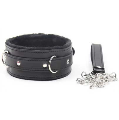 Collier Laisse Fur Noir- Colliers & Laisses en stock sur Fun et plaisirs