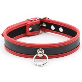 Collier O Ring Simili Noir-Rouge- Colliers & Laisses en stock sur Fun et plaisirs