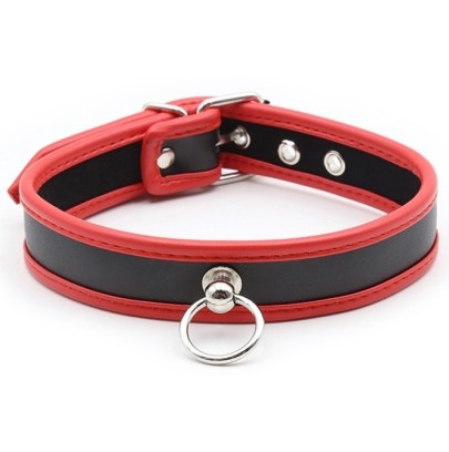 Collier O Ring Simili Noir-Rouge- Colliers & Laisses en stock sur Fun et plaisirs