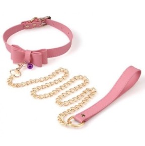 Collier Laisse Bow Rose- Colliers & Laisses en stock sur Fun et plaisirs