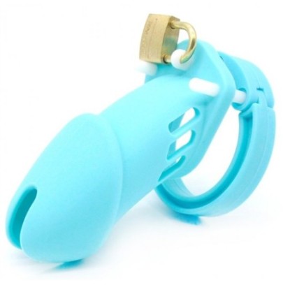 Cage de chasteté Silicone Bran 9 x 3cm Bleue- Cages de Chasteté en stock sur Fun et plaisirs