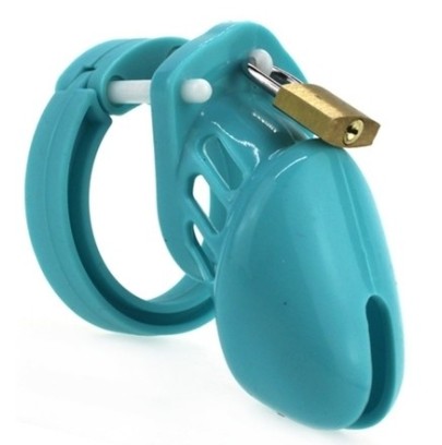 Cage de chasteté Silicone 7 x 3.3 cm Bleu- Cages de Chasteté en stock sur Fun et plaisirs