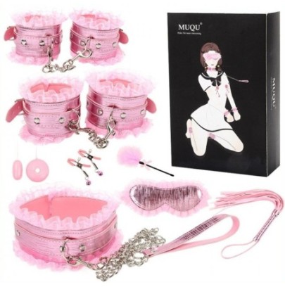 Coffret Bdsm lace Light 8 Pièces Rose- Kit SM en stock sur Fun et plaisirs