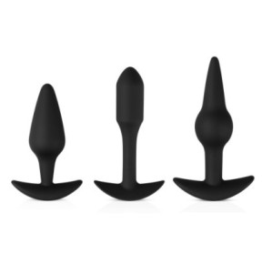 Kit de 3 plugs Pleasure Noirs- Plugs Débutant & Kits en stock sur Fun et plaisirs