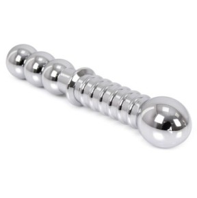 Double gode en métal Ribbed 19 x 3.5 cm- Plugs Métal en stock sur Fun et plaisirs