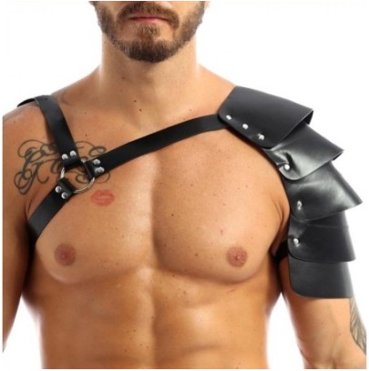 Harnais avec Épaule Écailles One Armor Simili noir- Harnais Homme en stock sur Fun et plaisirs