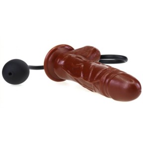 Gode gonflable Inflat 14 x 4.5cm Marron