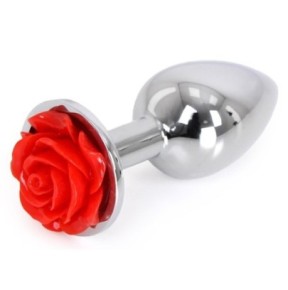 Plug Bijou anal Alu avec Rose 6 x 2.8 cm- Bijoux Anal en stock sur Fun et plaisirs