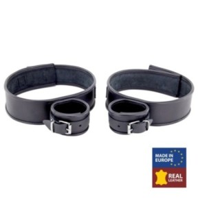 Menottes de retenue en cuir Cuisses-Mains- Menottes en stock sur Fun et plaisirs