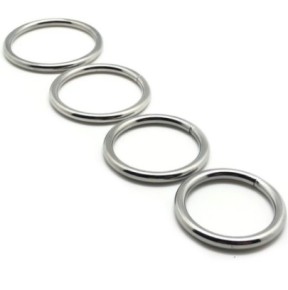 Lot de 4 cockrings en métal ROUND LIGHT | Diamètre de 35 à 50mm