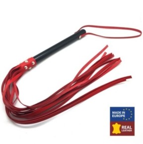 MARTINET BRINS EN CUIR ROUGE - 78cm - MANCHE EN BOIS- Fouets