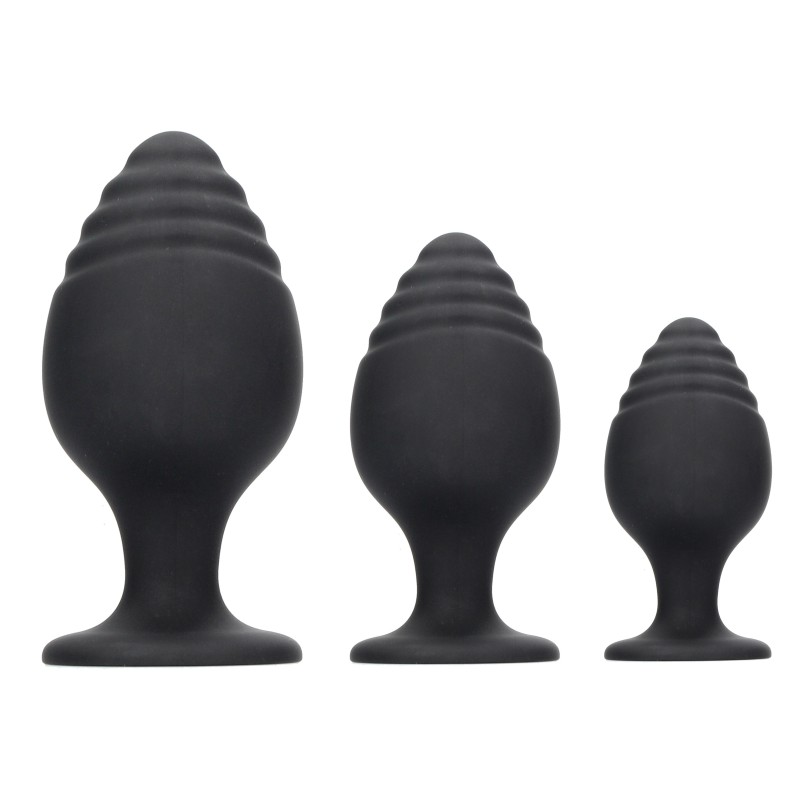 Lot de 3 Plugs Rippled Silicone