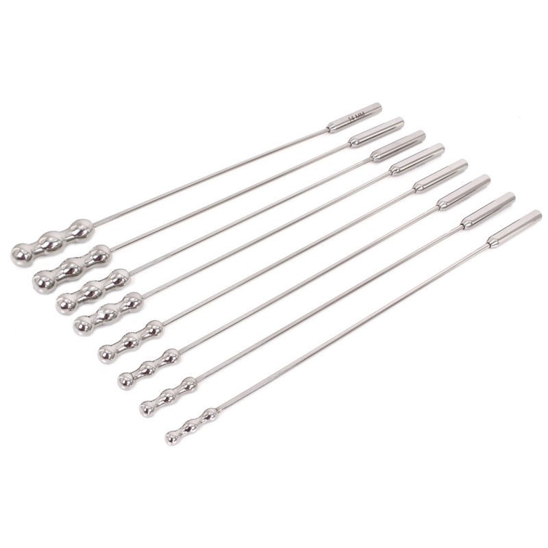 Lot de 8 tiges d'urètre Dilator Beads 28cm - Diamètre de 7 à 14mm