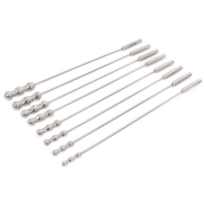 Lot de 8 tiges d'urètre Dilator Beads 28cm - Diamètre de 7 à 14mm- Tiges Urètre en stock sur Fun et plaisirs