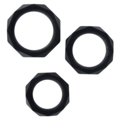 Lot de 3 cockrings Silicone Power Halo Noirs- Cockrings Flexibles en stock sur Fun et plaisirs