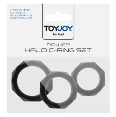 Lot de 3 cockrings Silicone Power Halo Noirs