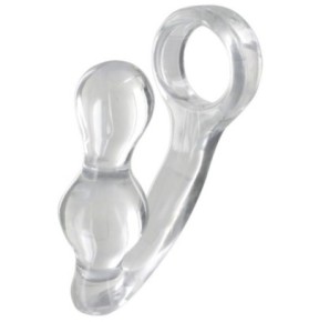 Plug + Cockring Power Duo 9 x 4cm - Anneau 40mm Transparent- Cockrings Plug en stock sur Fun et plaisirs