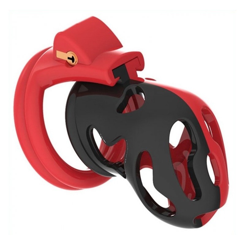 Cage de chasteté Dinoz 6.5 x 3cm Noir-Rouge