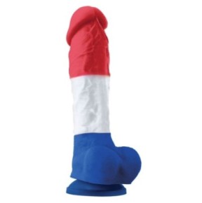 Gode Tricolore 18 x 5cm- GODE EN SILICONE en stock sur Fun et plaisirs