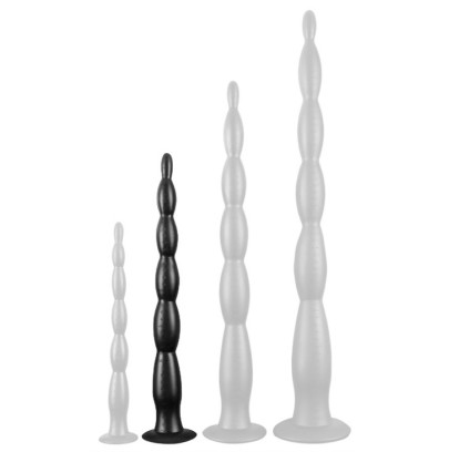 Gode long Scale Beads M 40 x 4cm Noir- GODE EN SILICONE en stock sur Fun et plaisirs