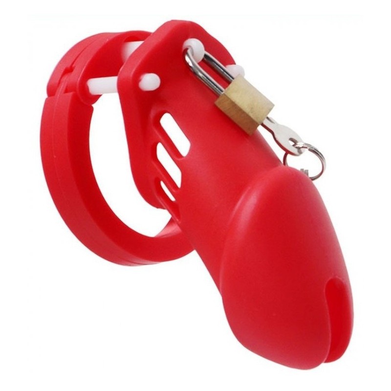 Cage de chasteté Silicone Bran 9 x 3cm Rouge