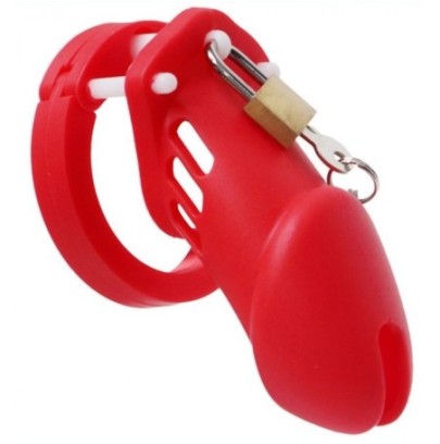 Cage de chasteté Silicone Bran 9 x 3cm Rouge- Cages de Chasteté en stock sur Fun et plaisirs