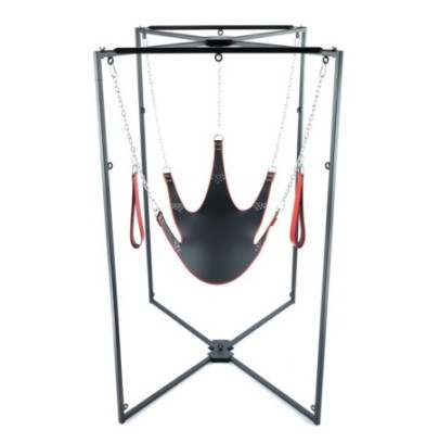 Kit Sling Cuir 5 Points Noir-Rouge Armature Noire- Playroom Donjon en stock sur Fun et plaisirs