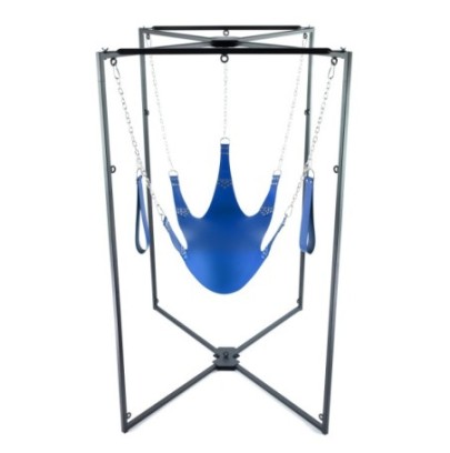 Kit Sling Cuir 5 Points Bleu Armature Noire- Playroom Donjon en stock sur Fun et plaisirs