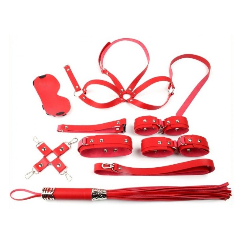 Coffret Bondage SM OBEDIENCE 10 Pièces Rouge