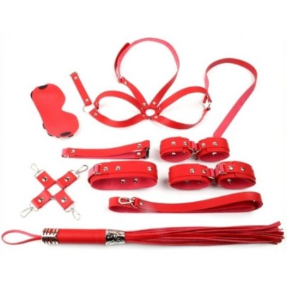 Coffret Bondage SM OBEDIENCE 10 Pièces Rouge- Kit SM en stock sur Fun et plaisirs